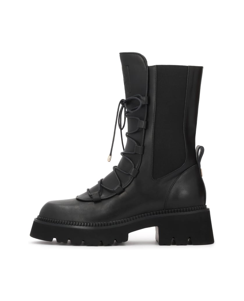 Kazar-Women's-leather-flat-ankle-boots-with-elastic-inserts-černá