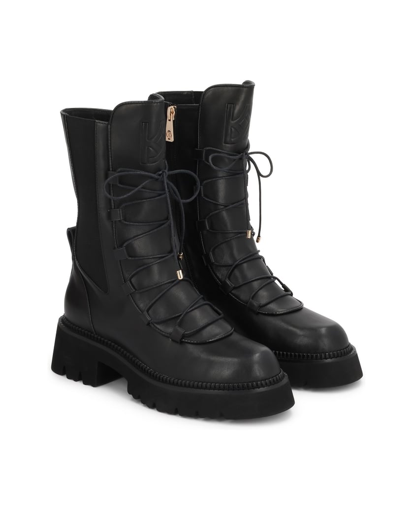 Kazar-Women's-leather-flat-ankle-boots-with-elastic-inserts-černá