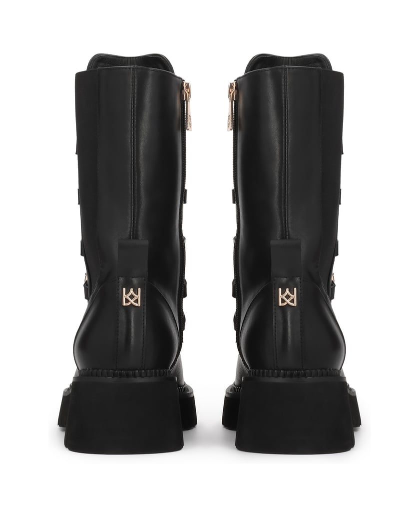 Kazar-Women's-leather-flat-ankle-boots-with-elastic-inserts-černá