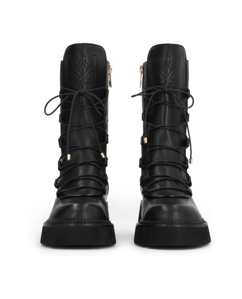 Kazar-Women's-leather-flat-ankle-boots-with-elastic-inserts-černá