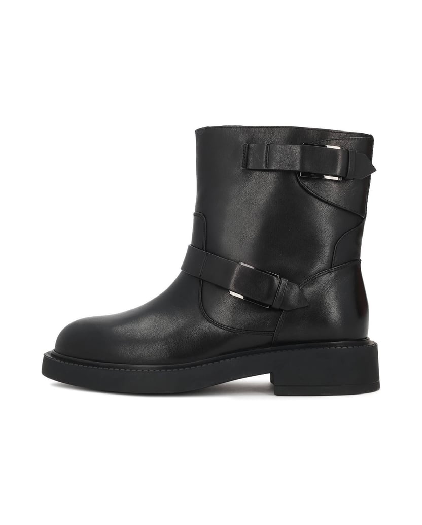 Kazar-Black-leather-booties-with-straps-and-buckles-čierna