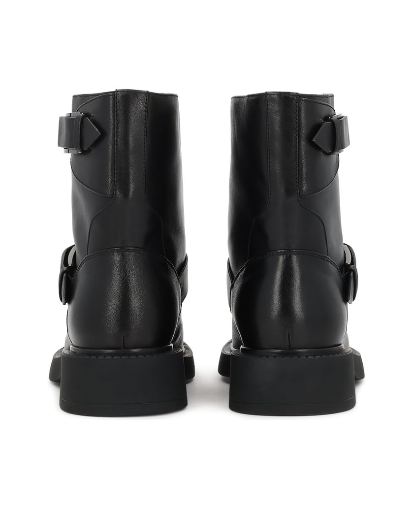 Kazar-Black-leather-booties-with-straps-and-buckles-čierna