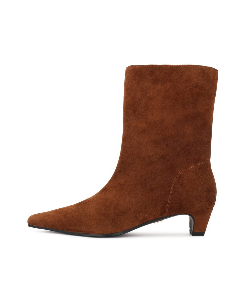 Kazar-Brown-suede-booties-with-slim-lines-hnedá