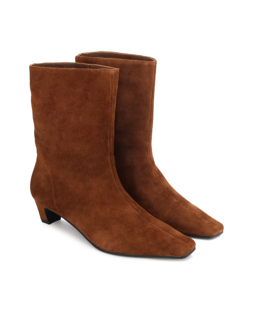 Kazar-Brown-suede-booties-with-slim-lines-hnedá
