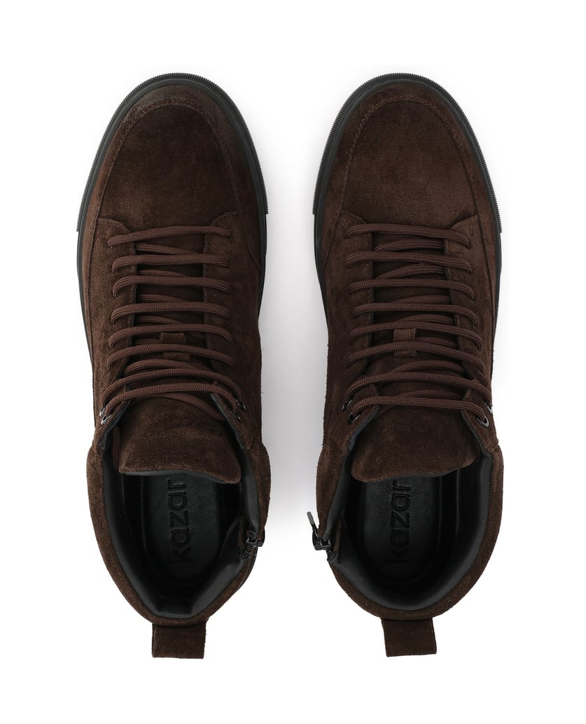 Kazar-Brown-suede-sneakers-with-zipper-and-lacing-hnedá