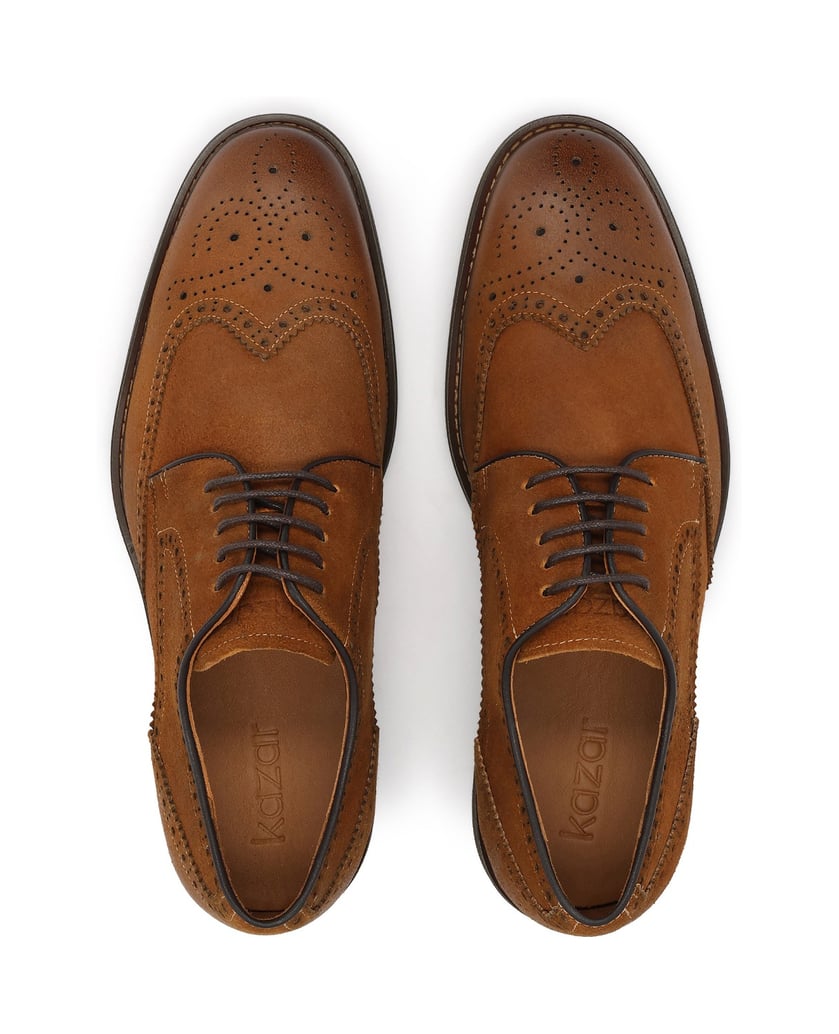 Kazar-Brown-suede-half-shoes-with-openwork-embellishment-hnedá