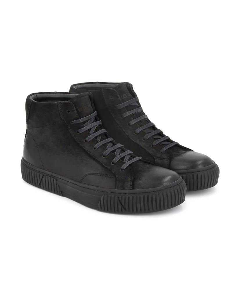 Kazar-Black-lace-up-nubuck-sneakers-čierna