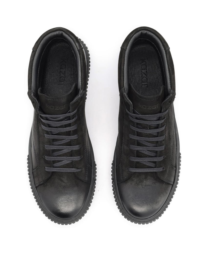 Kazar-Black-lace-up-nubuck-sneakers-čierna