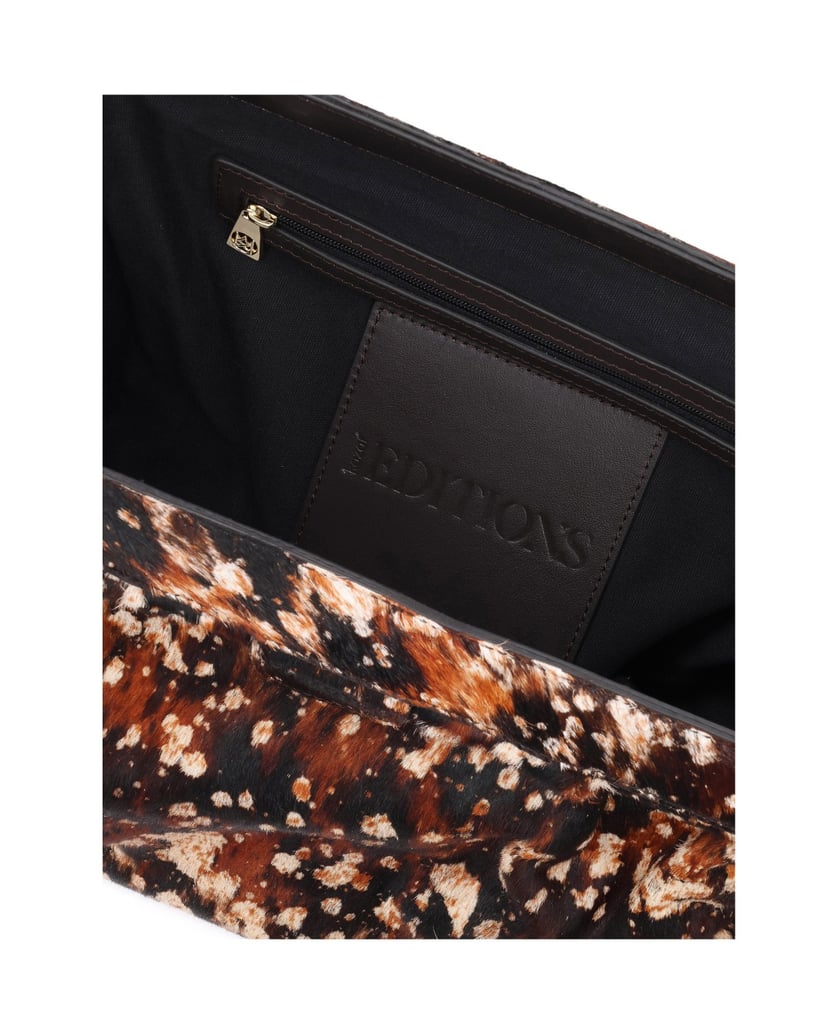 Kazar-Abstract-print-hair-on-leather-pouch-bag-barevná
