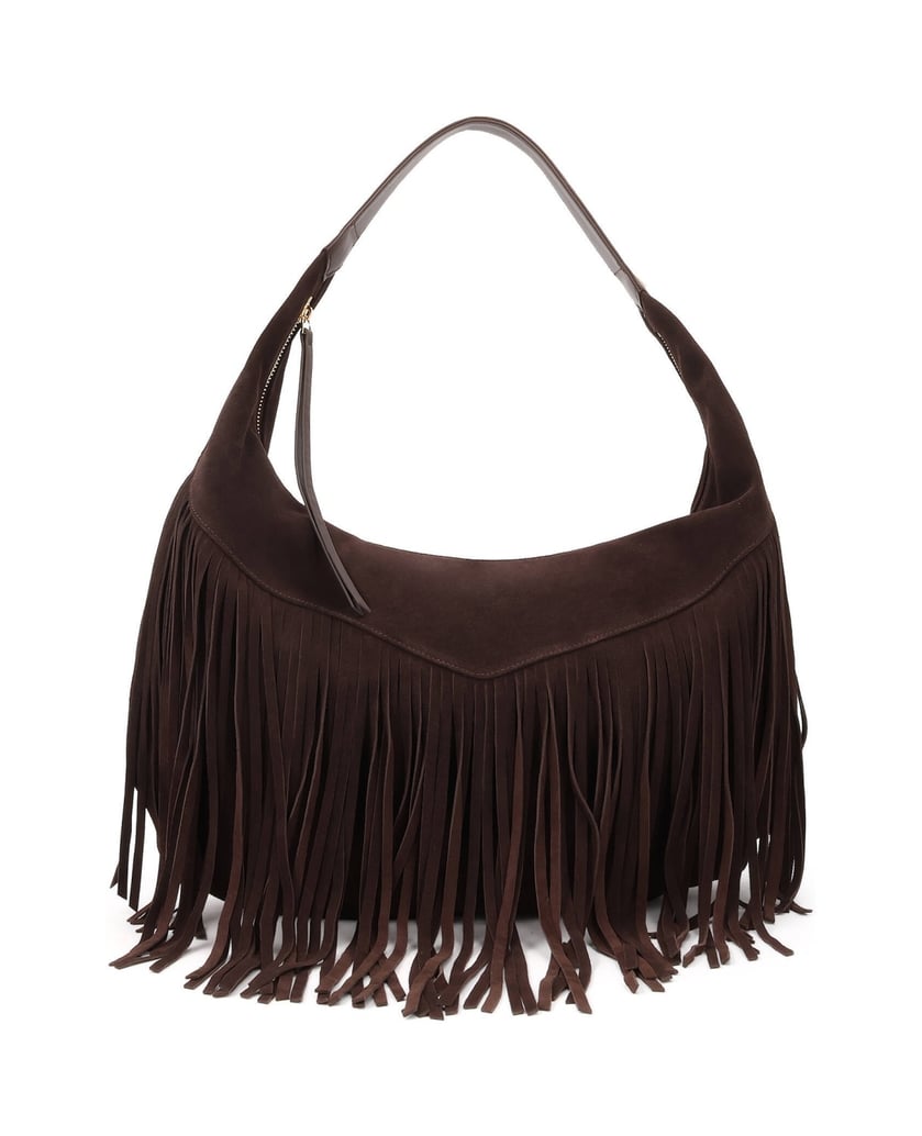 Kazar-Large-suede-hobo-bag-with-tassels-tmavě-hnědá