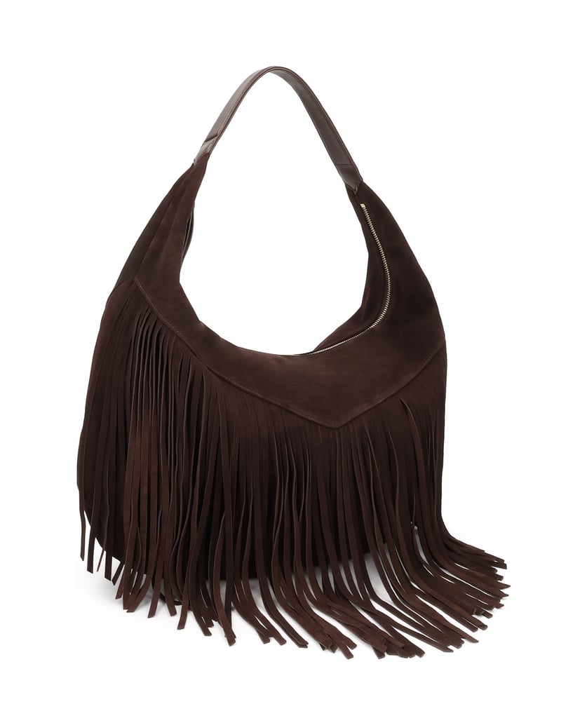 Kazar-Large-suede-hobo-bag-with-tassels-tmavě-hnědá