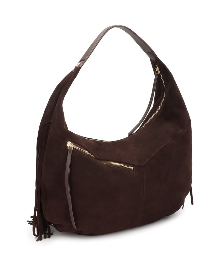 Kazar-Large-suede-hobo-bag-with-tassels-tmavě-hnědá