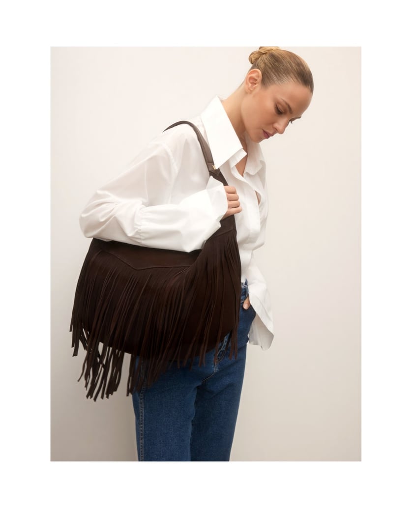 Kazar-Large-suede-hobo-bag-with-tassels-tmavě-hnědá