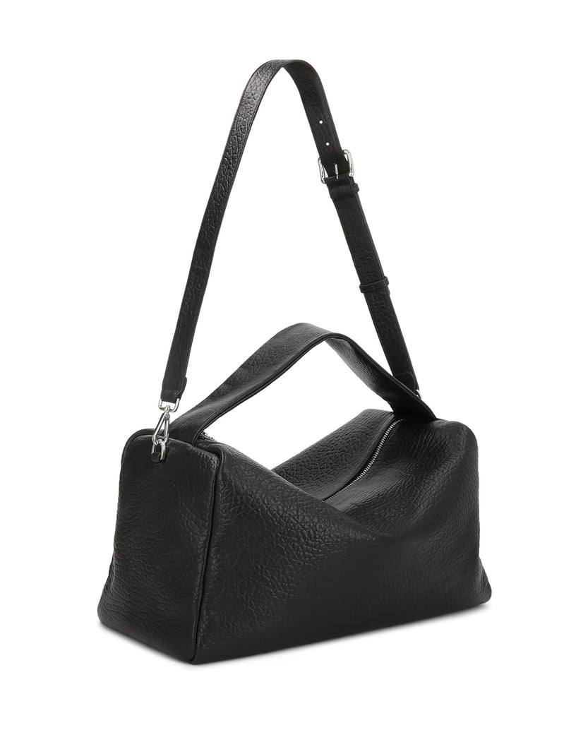 Kazar-A-spacious-black-leather-handbag-with-a-polka-dot-texture-čierna