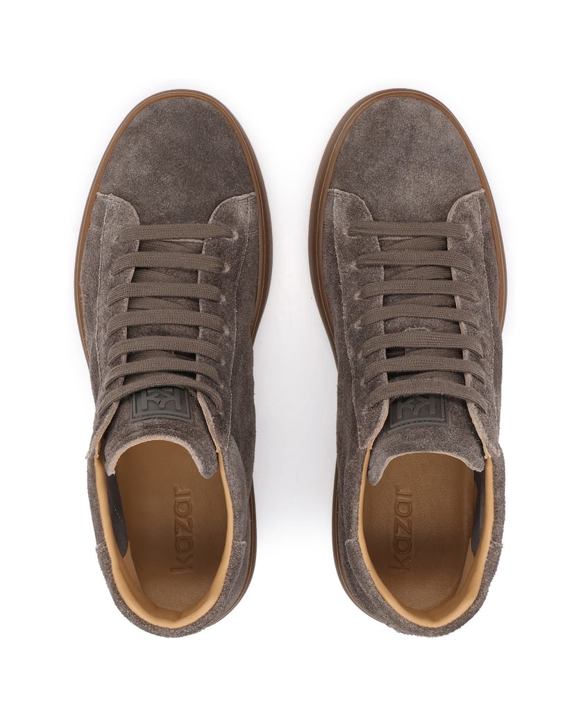 Kazar-High-top-suede-sneakers-in-taupe-tmavošedá