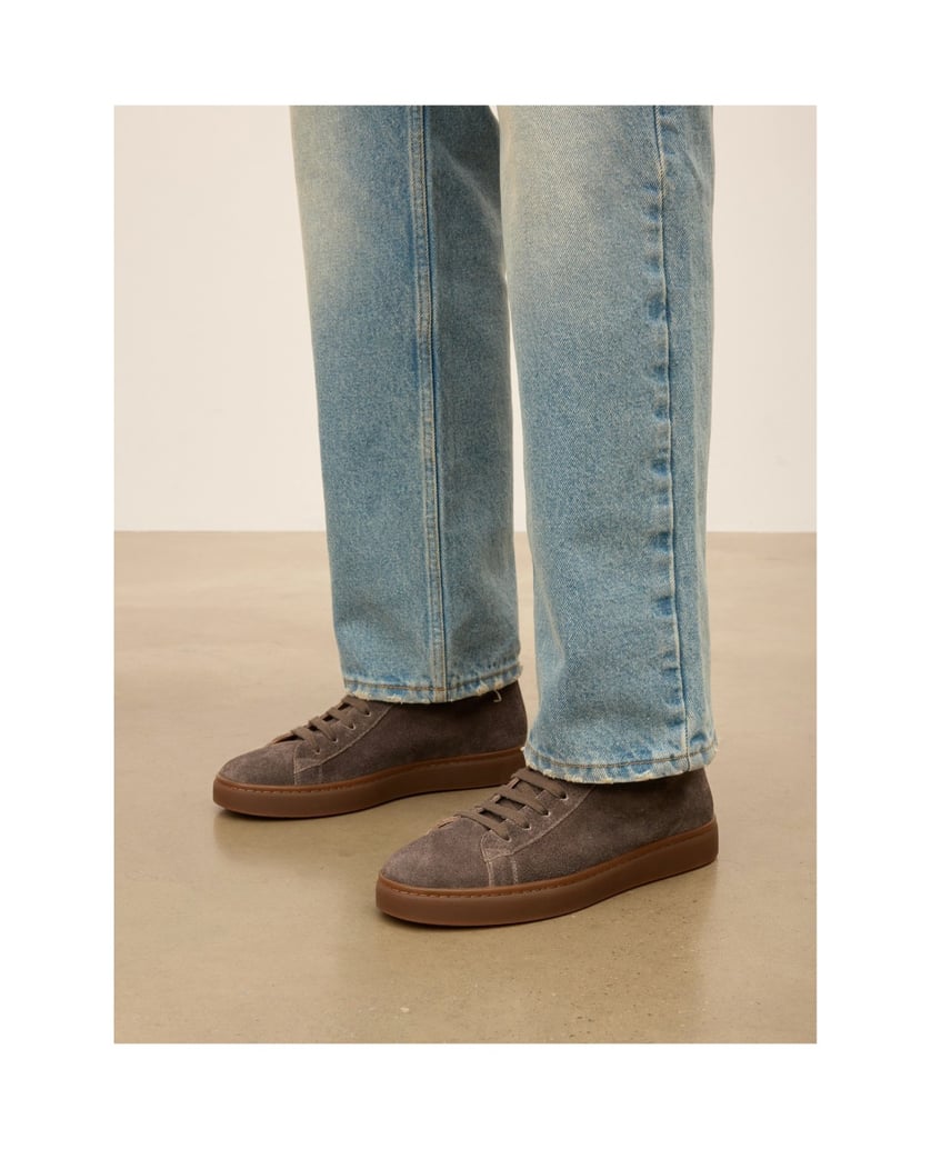 Kazar-High-top-suede-sneakers-in-taupe-tmavošedá