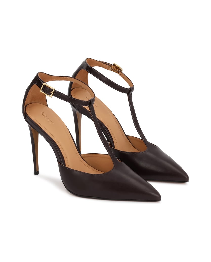 Kazar-Dark-burgundy-T-strap-pumps-with-straps-hnedá
