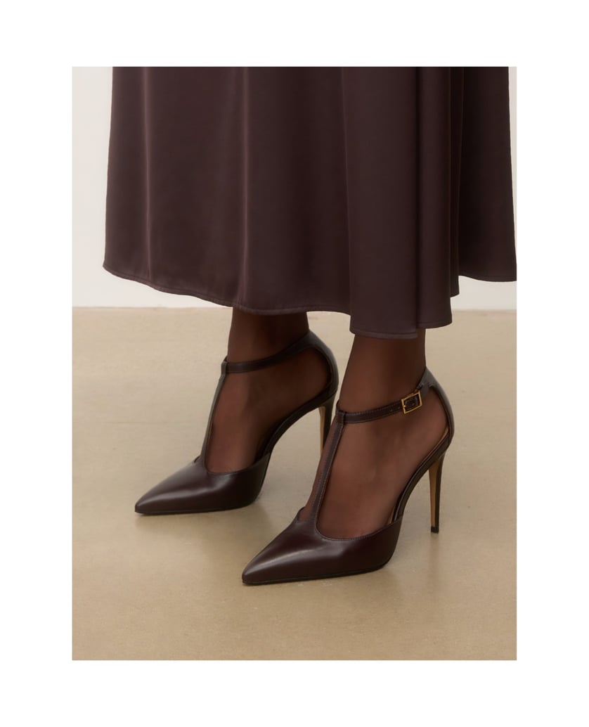 Kazar-Dark-burgundy-T-strap-pumps-with-straps-hnedá
