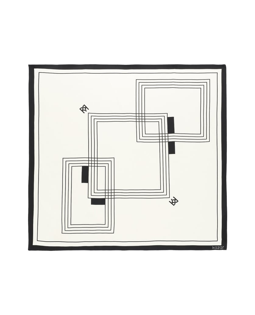 Kazar-Cream-colored-silk-scarf-with-a-black-pattern-biela