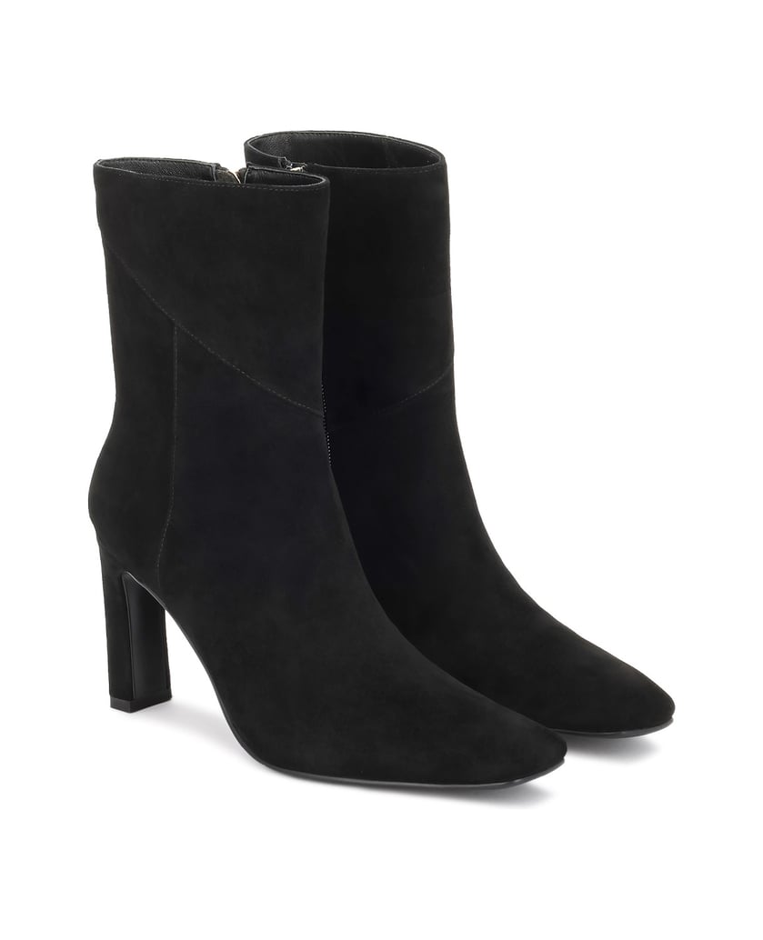 Kazar-Black-suede-zip-up-booties-with-a-sturdy-heel-černá