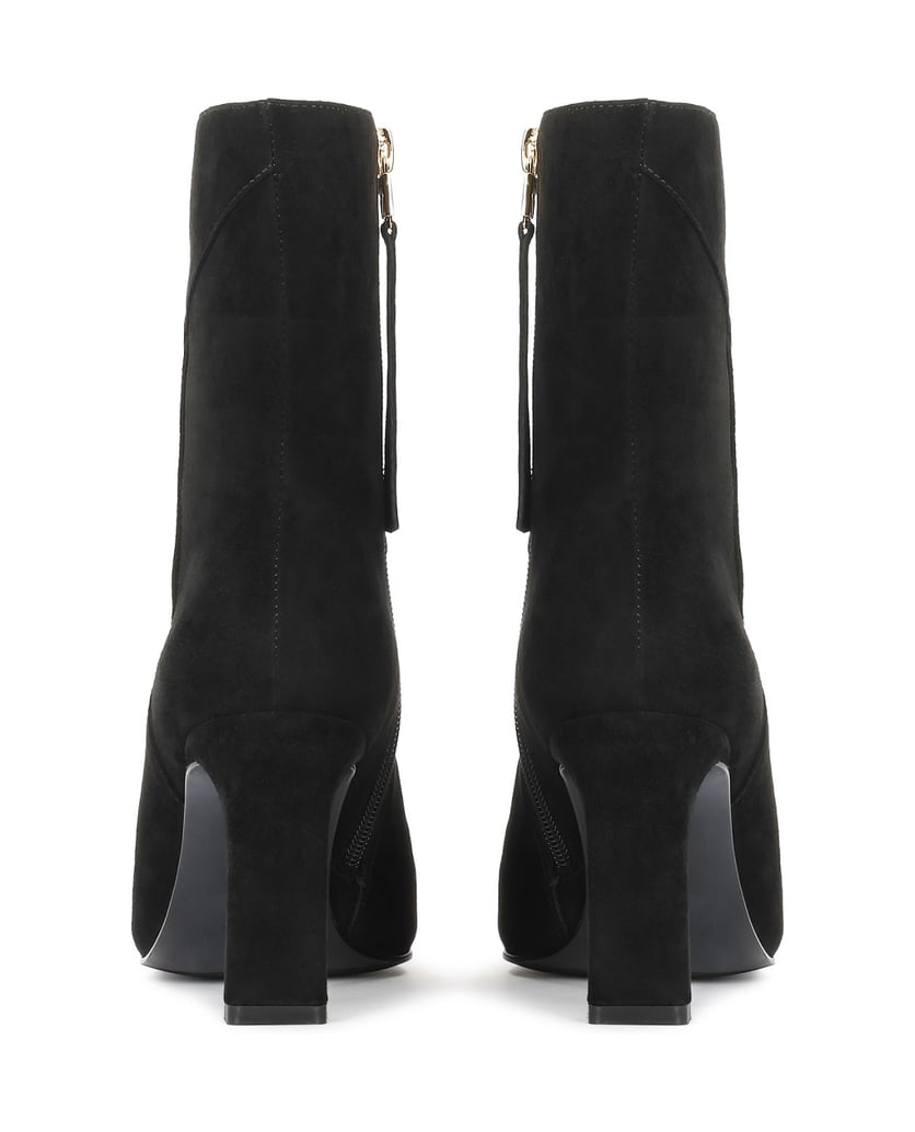 Kazar-Black-suede-zip-up-booties-with-a-sturdy-heel-černá