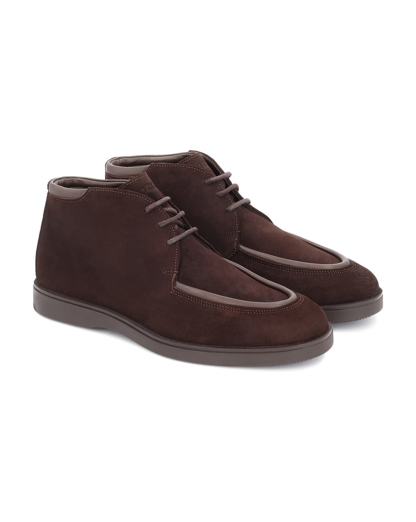 Kazar-Brown-suede-flat-ankle-boots-with-short-laces-hnedá