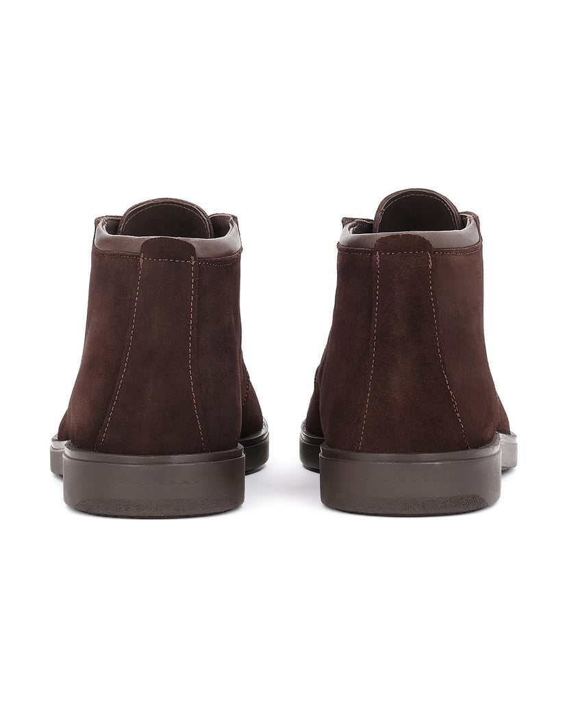 Kazar-Brown-suede-flat-ankle-boots-with-short-laces-hnedá