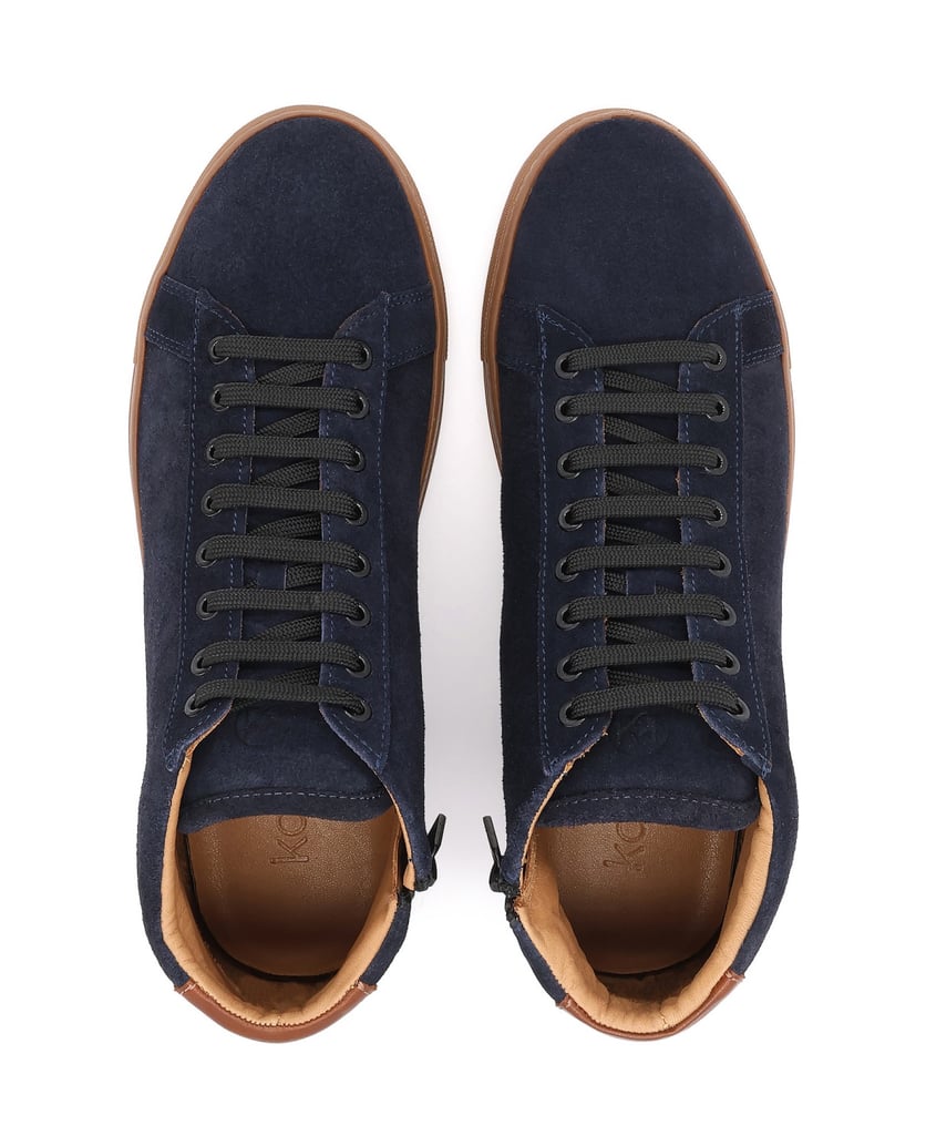 Kazar-Navy-blue-suede-sneakers-with-brown-accents-tmavě-modrá