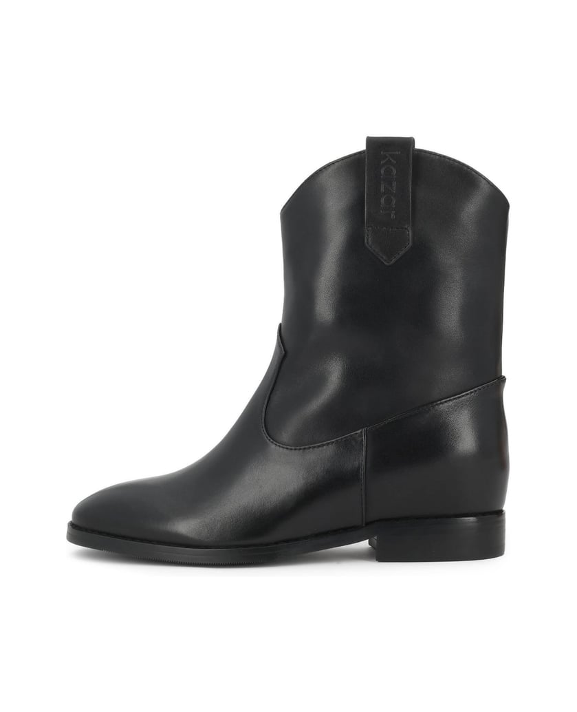 Kazar-Black-leather-booties-with-hidden-wedges-čierna