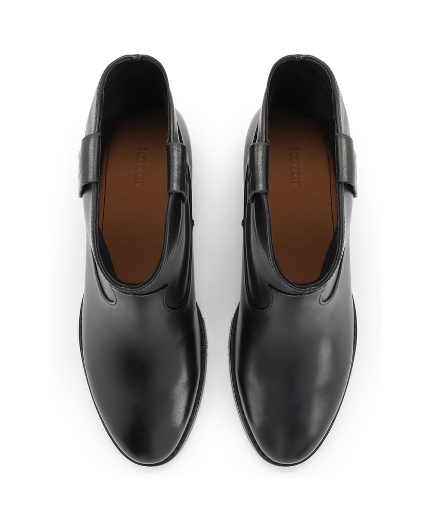 Kazar-Black-leather-booties-with-hidden-wedges-čierna