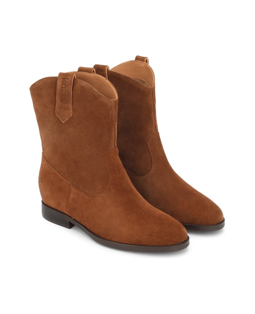 Kazar-Slip-on-suede-booties-with-hidden-elevation-velbloudí
