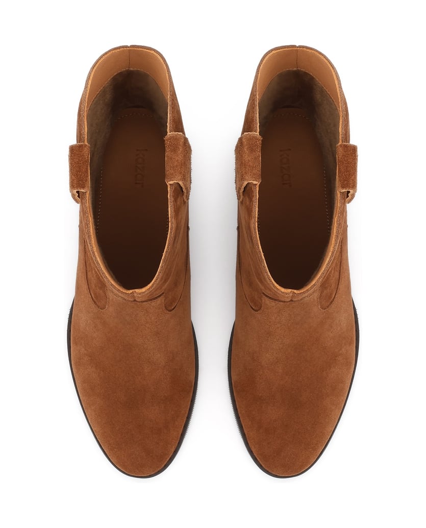 Kazar-Slip-on-suede-booties-with-hidden-elevation-velbloudí