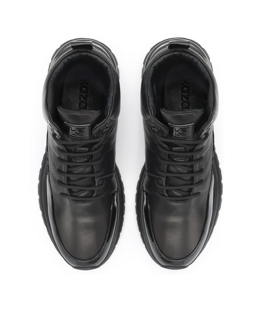 Kazar-Black-leather-sneakers-with-high-upper-černá