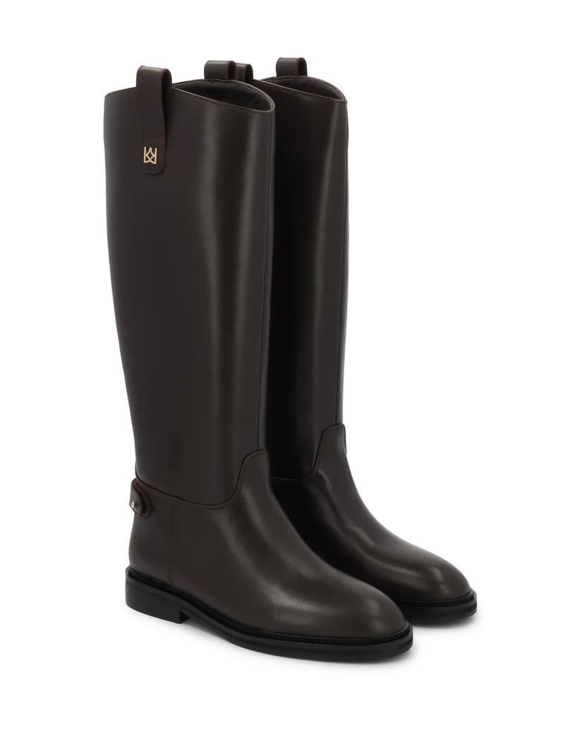 Kazar-Leather-high-boots-with-minimalist-detailing-hnědá