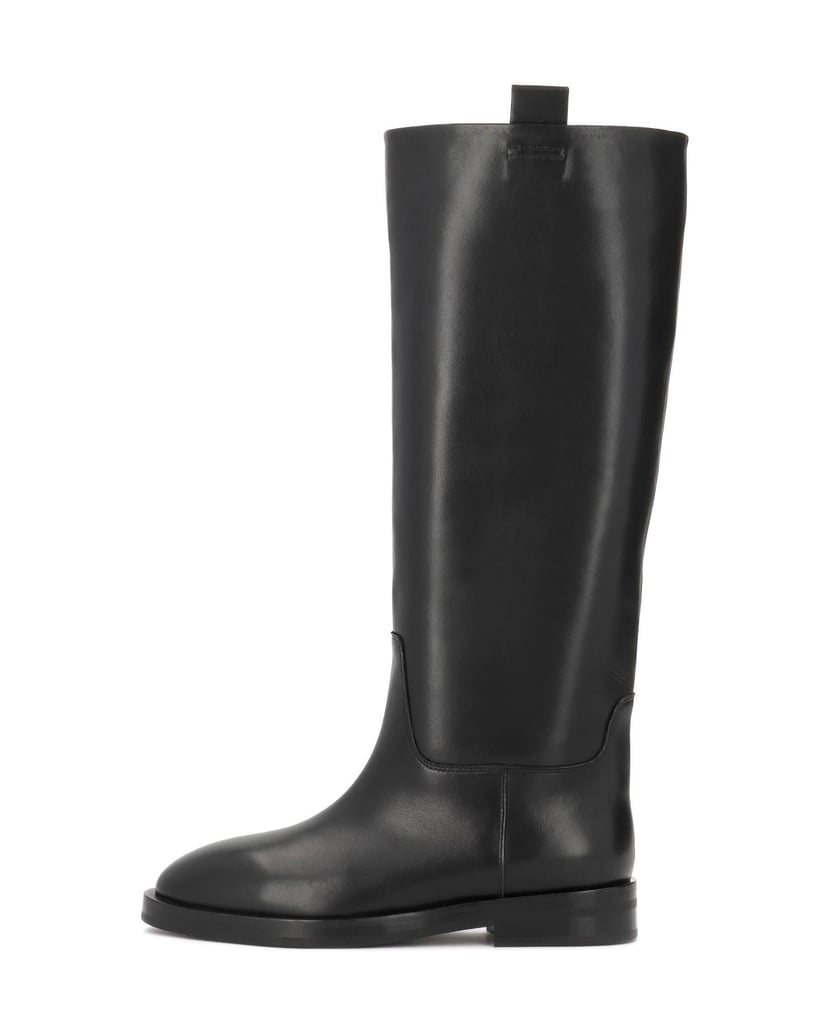 Kazar-Black-genuine-leather-high-boots-on-a-flat-sole-černá