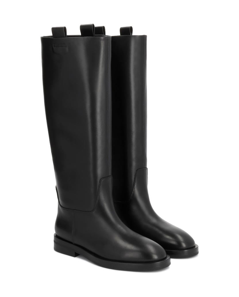 Kazar-Black-genuine-leather-high-boots-on-a-flat-sole-černá
