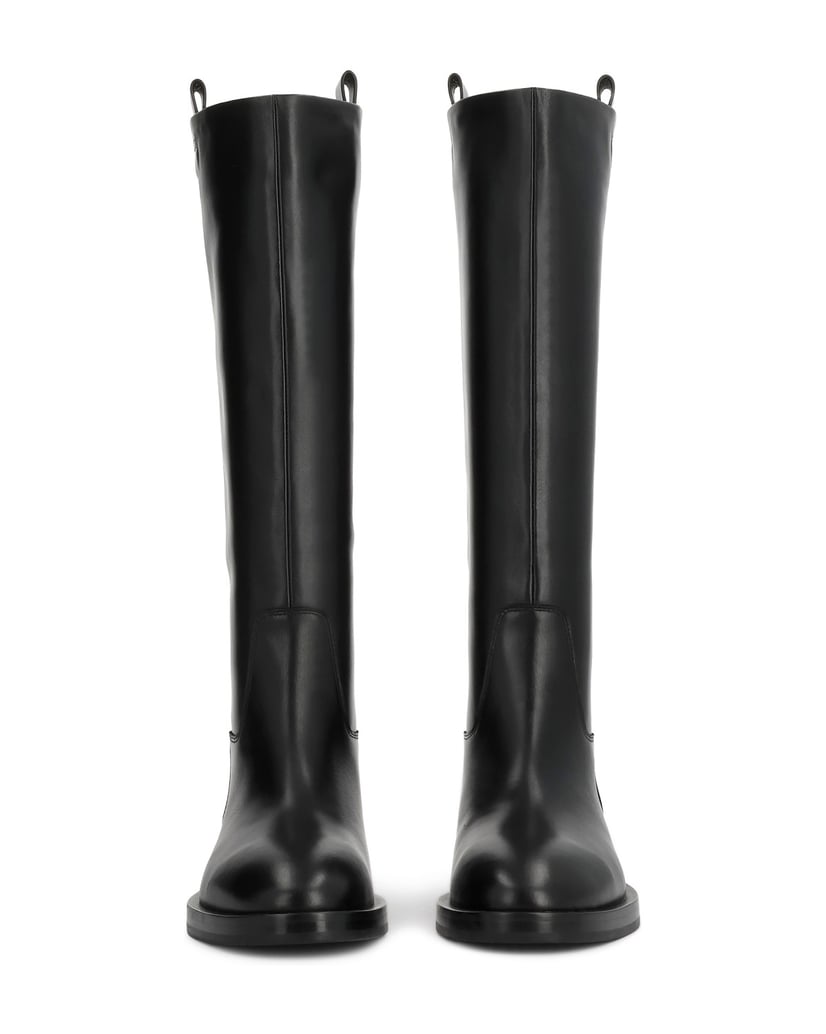 Kazar-Black-genuine-leather-high-boots-on-a-flat-sole-černá