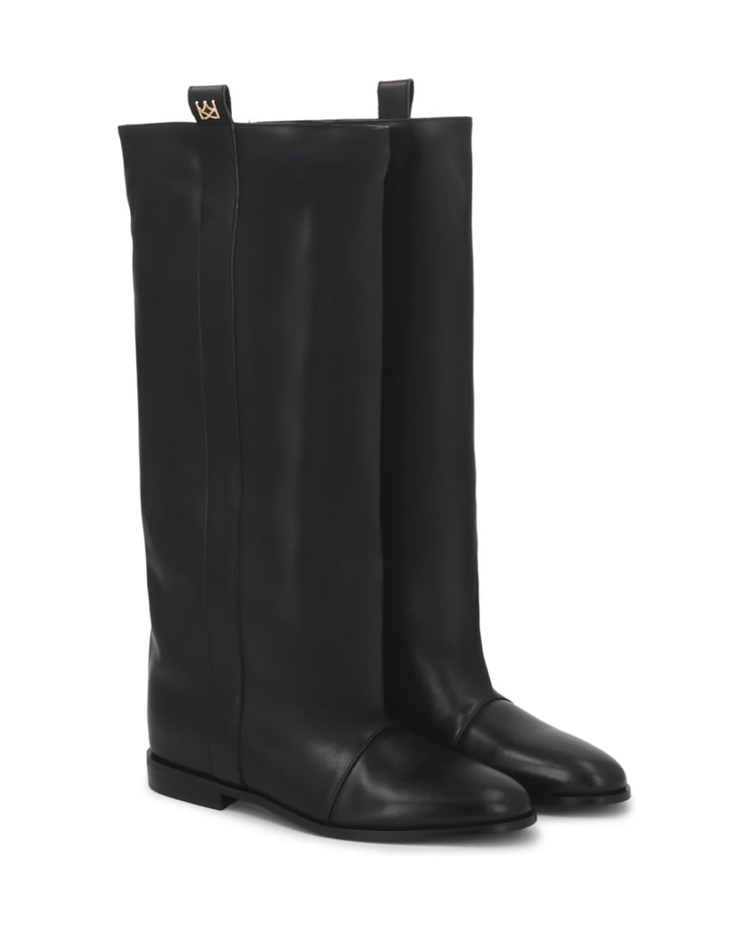 Kazar-Leather-high-boots-with-wide-upper-and-hidden-wedges-černá