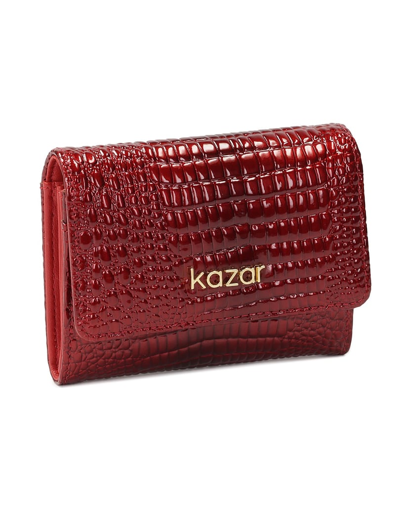 Kazar-Red-women's-wallet-made-of-embossed-patent-leather