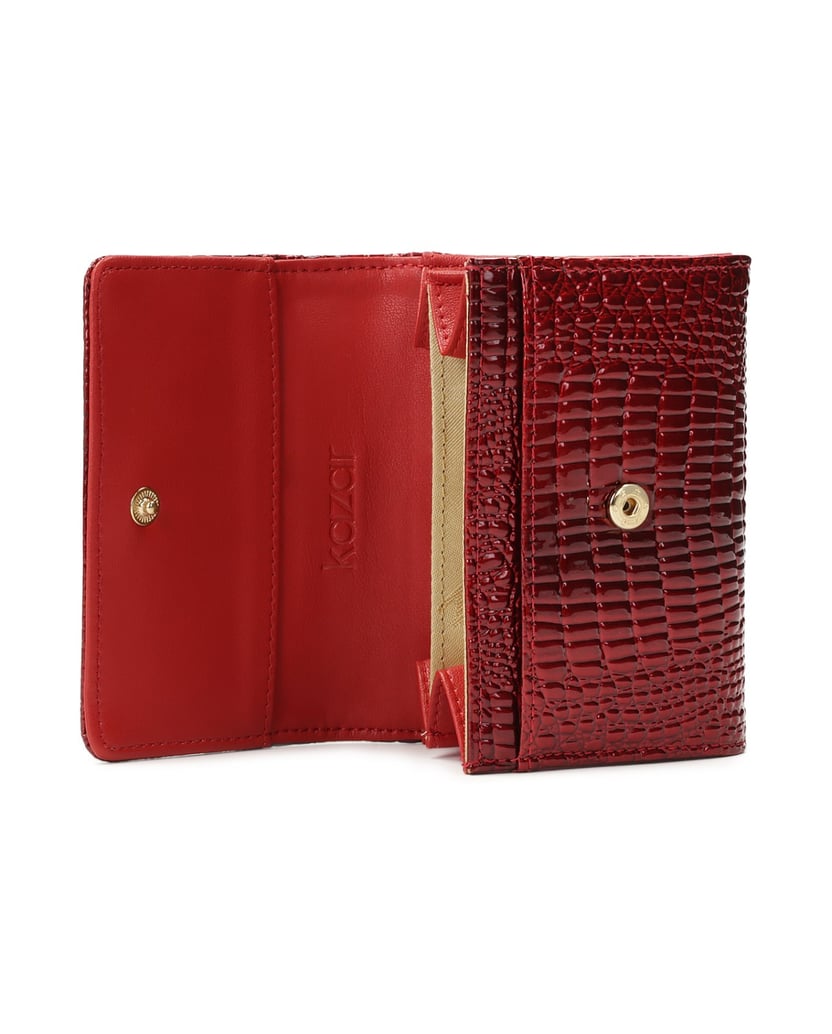 Kazar-Red-women's-wallet-made-of-embossed-patent-leather