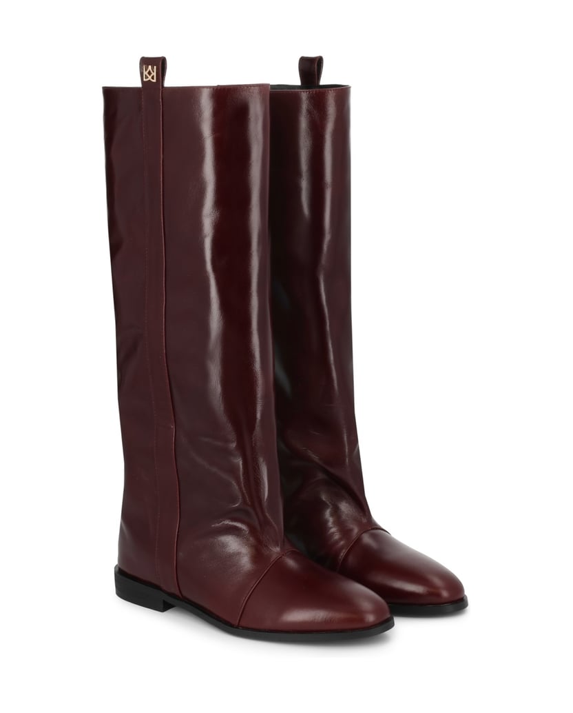 Kazar-Maroon-high-boots-with-refined-lines-in-smooth-leather-červená