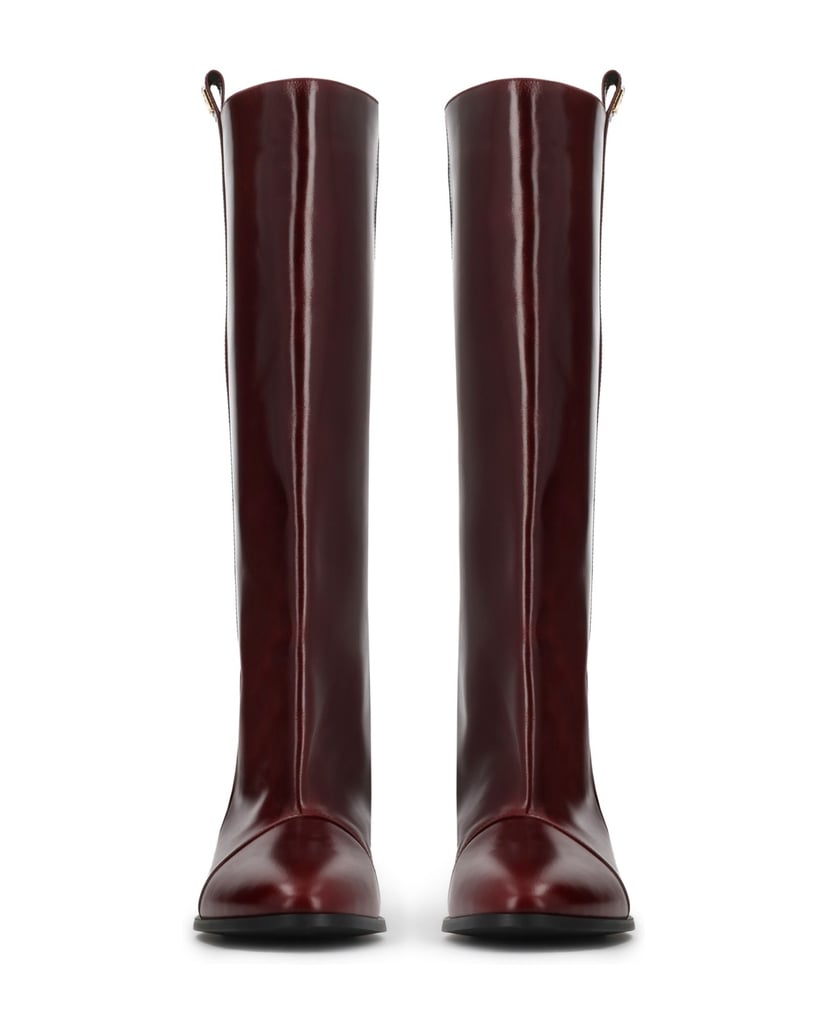 Kazar-Maroon-high-boots-with-refined-lines-in-smooth-leather-červená