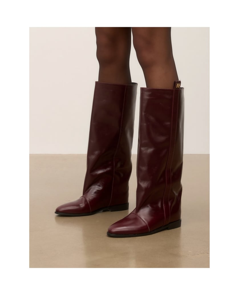 Kazar-Maroon-high-boots-with-refined-lines-in-smooth-leather-červená