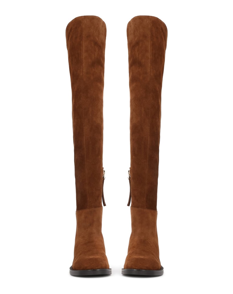Kazar-Over-Knee-Boots-in-suede-and-fabric-in-light-brown-shade-ťavia