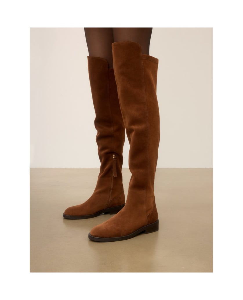 Kazar-Over-Knee-Boots-in-suede-and-fabric-in-light-brown-shade-ťavia