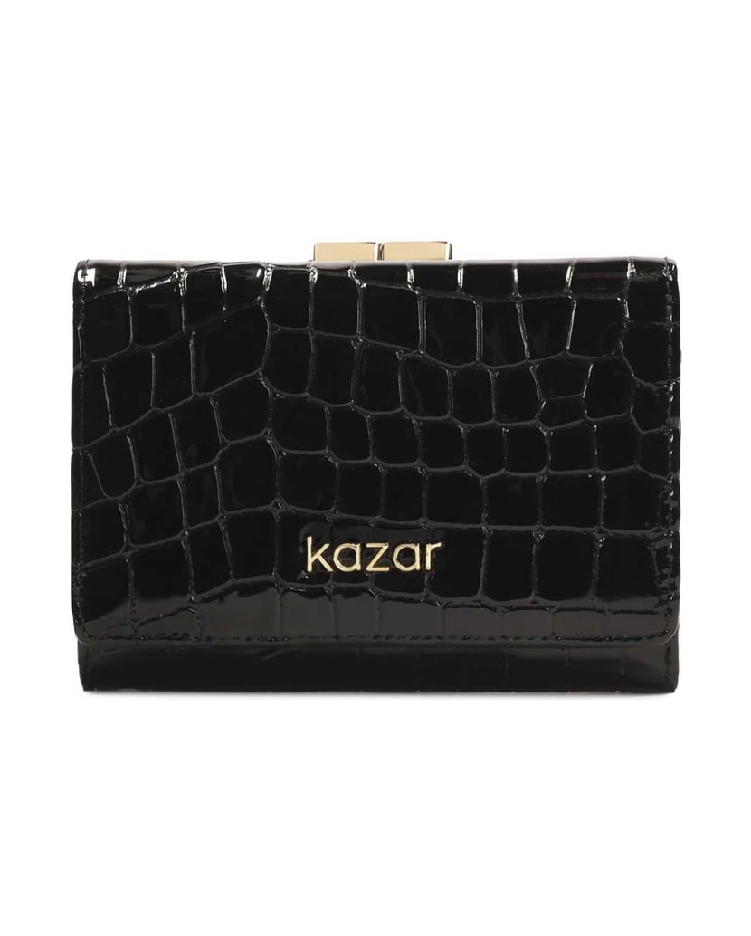 Kazar-Small-black-wallet-in-patent-embossed-leather-čierna