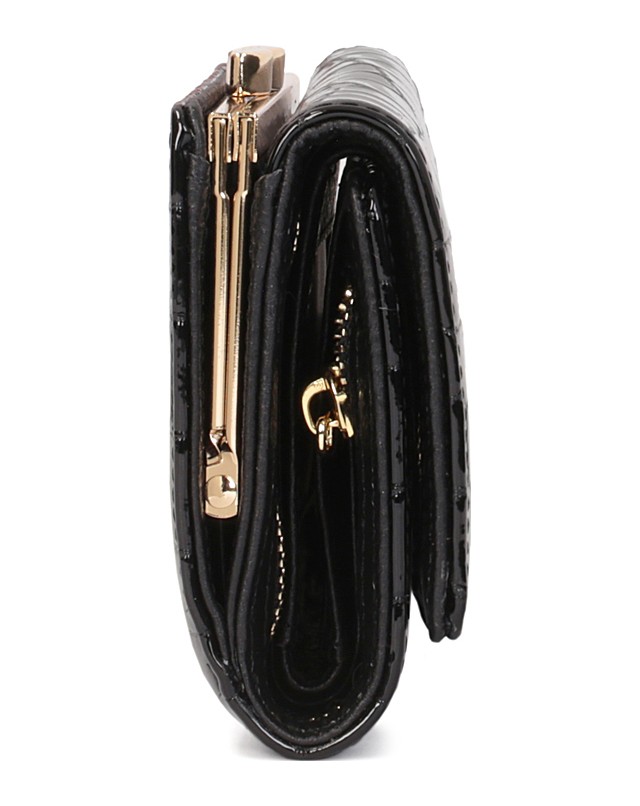 Kazar-Small-black-wallet-in-patent-embossed-leather-čierna