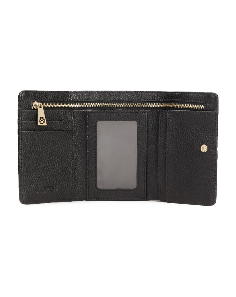 Kazar-Small-black-wallet-in-patent-embossed-leather-čierna
