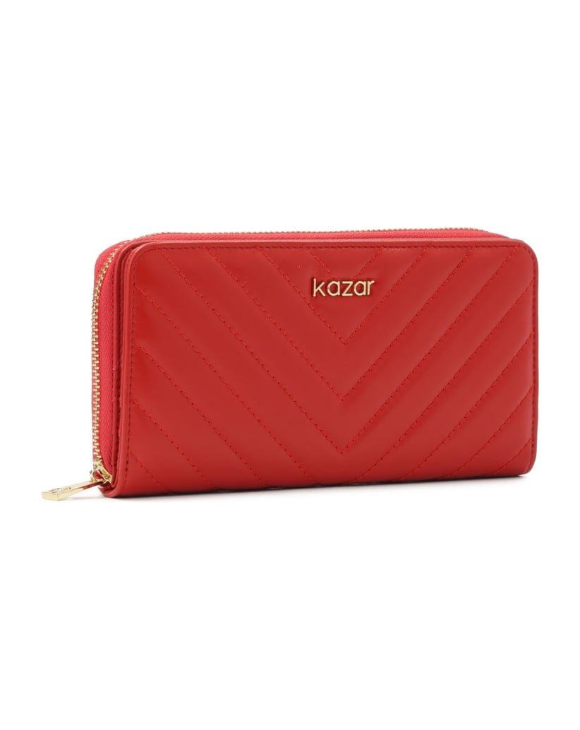 Kazar-Red-wallet-with-cross-quilting-červená