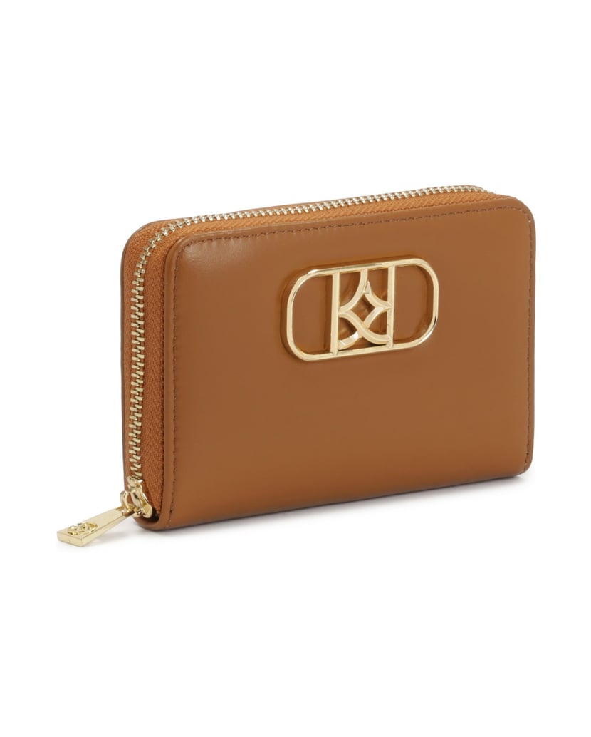 Kazar-Light-brown-wallet-with-decorative-monogram-ťavia